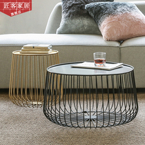 Nordic modern simple wrought iron tea living room round a few creative Nordic design black Golden combination pumpkin coffee table