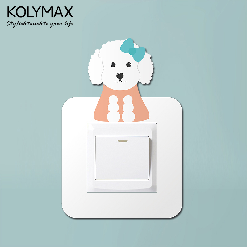 Teddy Dog Switch Sticker Living Room Children's Room Decorative Wall Sticker 3D Acrylic Lamp Socket Protective Cover Creative Border Cover