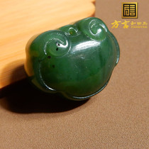 Dialect Hetian Jade Collection Grade Russian Old Pit Material Spinach Green Jasper Longevity Safety Lock Pendant X3