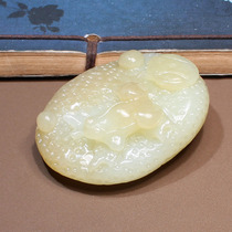 The dialect brand Hetian Jade Boutique Grade Xinjiang Qiemo Sugar White Jade Guagua Laicai Pendant N