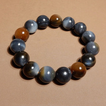 Rare dialect Hetian jade Xinjiang three-color national style artistic conception blue and white jade seed material with sugar 14mm round bead bracelet h7