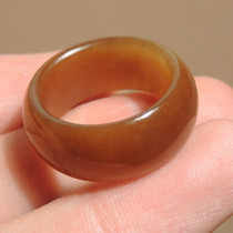 Dialect high-quality Hetian jade wearable grade Xinjiang and end material characteristics oily and delicate brown sugar jade card 18mm ring h7