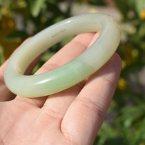 Dialect enterprise high-quality Hetian jade Qinghai old pit material high ice fine white jade floating green 52mm exquisite bracelet R1