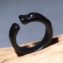 Dialect quality Hetian jade characteristics Xinjiang dark as ink beauty temples ink jade seed material 18-20m exquisite snake finger O2