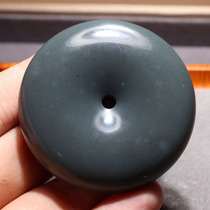 Hot dialect Hetian jade wearable grade Xinjiang treasure charcoal pot gray fine white jade bottom black jade safety buckle pendant R1