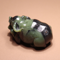 Dialect high-quality Hetian jade collection-grade special Xinjiang blue and white seed material poly-ink sapphire zodiac cow ornament O2