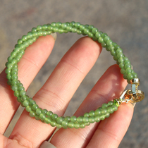 Dialect brand boutique Hetian jade collection grade Russian green jasper card 3mm round bead necklace multi-circle bracelet O2