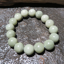 Dialect Hotan Jade Boutique Large Leak Xinjiang Bean Paste Green Silk Silk Elaeagnus Seed Material 12mm Bracelet W
