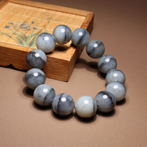 Browse the screen dialect Hetian jade boutique Xinjiang seed material blue and white clear black and white line of sky 18mm atmospheric bracelet N3