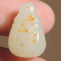 Dialect Hetian jade high-quality large-leaf Huangqin skin white jade seed material playfully carved Fulu gourd pendant pendant s2