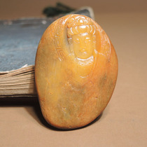 I lost a lot of money dialect quality Hetian jade Xinjiang characteristic old ripe yellow Qin skin white jade seed material Guanyin pendant pendant h7