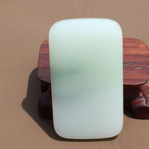 Shocking Dialect Hetian Jade Featured Grade Xinjiang Dotted Ink Blue and White Seed Material Ping An Wu Shi Brand Pendant N