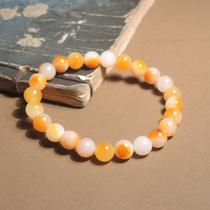 I lost money on the dialect brand’s high-quality Hetian jade Xinjiang’s characteristic Huangqin skin white jade seed material 8mm round bead bracelet h0