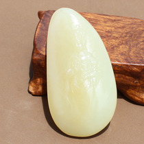 Dialect brand Hetian jade exquisite and powdered sugar white jade warm and delicate Guanyin pendant pendant for saving all living beings N