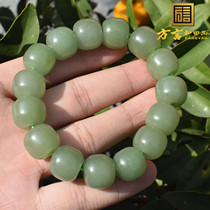 Dialect and Tian Yuang Giant Drain Wearing Class Xinjiang High Fine Oil Moisturizing East Mausoleum Jade Card 15mm Old-type Pearl Handstring S3