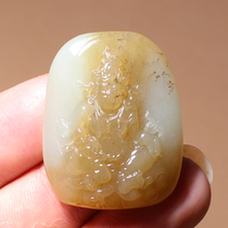 Hot dialect Hetian jade boutique wearable grade Xinjiang sugar white jade warm and delicate yellow God of Wealth pendant N
