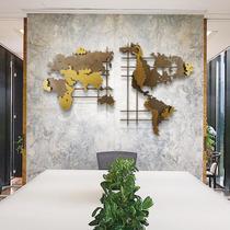 European style wrought wall map model room dining room living room sofa background wall creative metal wall decoration pendant