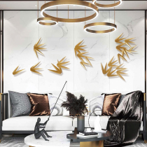 New Chinese bamboo leaf iron wall hanging creative wall decoration home living room entrance background soft decoration wall decoration pendant