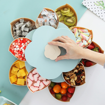Double-layer rotating candy tray Household petal shape dried fruit tray box Living room snack grid creative storage tray New Year