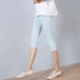 Modal bảy điểm quần legging nữ mùa hè eo cao phần mỏng mặc cotton 7 điểm cỡ lớn quần skinny bó sát - Khởi động cắt