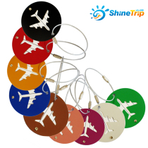 Portable creative aluminum alloy aircraft luggage tag round tag luggage bag check card overseas travel