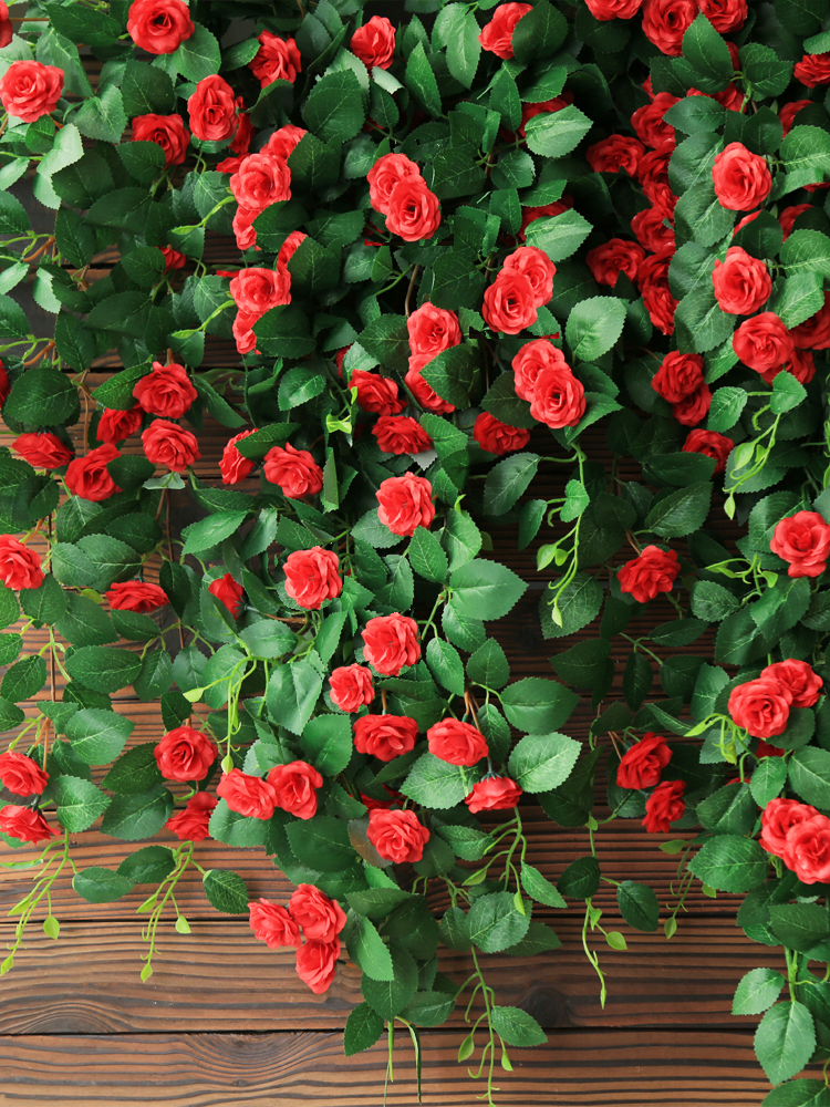 Simulation rose rattan rattan air conditioning pipe winding Balcony flower Wedding decoration Hanging ceiling Fake vine decoration flower rattan