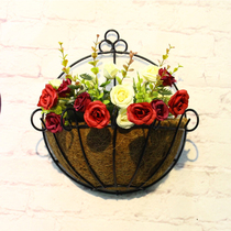 Hanging Basket Emulation Rose Flower Fake Flower Suit Silk Flower TV Wall Bedroom Partition Home Residence Decoration Flower Wall-hanging Flowers