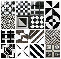 Custom Nordic black and white mosaic tile floor tile living room corridor Hall tile 800 glazed brick Diamond simple