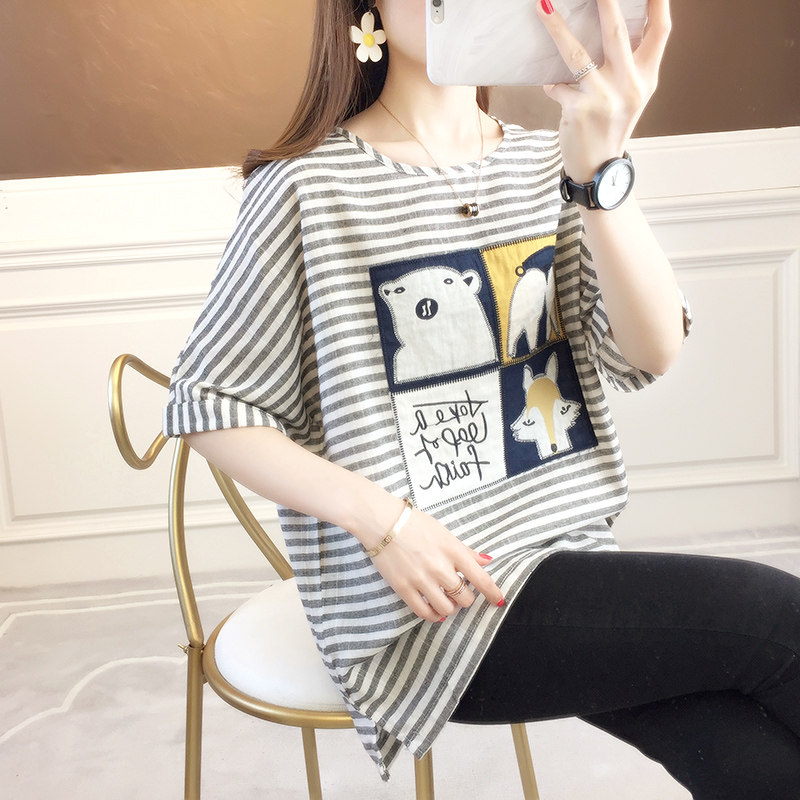 Embroidery loose half sleeves on clothes 2021 new spring and summer large size for women with loose blouses for pregnant women The Korean version