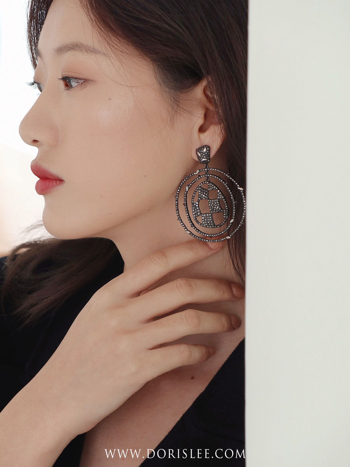韓國BER~歐美設計師 小眾原創夸張金屬超大耳環圓形流蘇暗黑復古金屬風