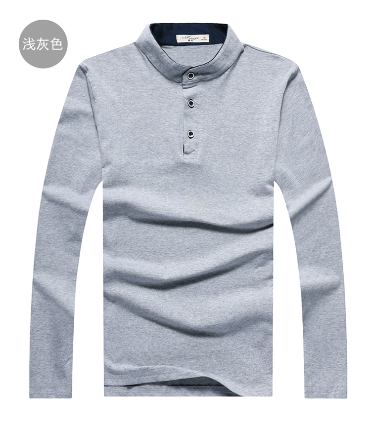 Đầm cotton cổ cao thời trang 2018 mới mùa thu áo thun tay dài nam áo máu đất mặc quần áo mùa thu trên quần áo áo thun tay lỡ nam