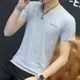 2018 mới đẹp trai quần áo ngắn nam áo thun ngắn tay 丅 桖 cotton mùa hè nửa tay nửa nam 	áo thun nam body