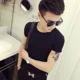 Mùa hè áo sơ mi nam bó sát áo thun ngắn tay bên trong sân vườn cổ áo trắng tinh khiết áo thun nam cổ chữ T đơn sắc áo thun nam 