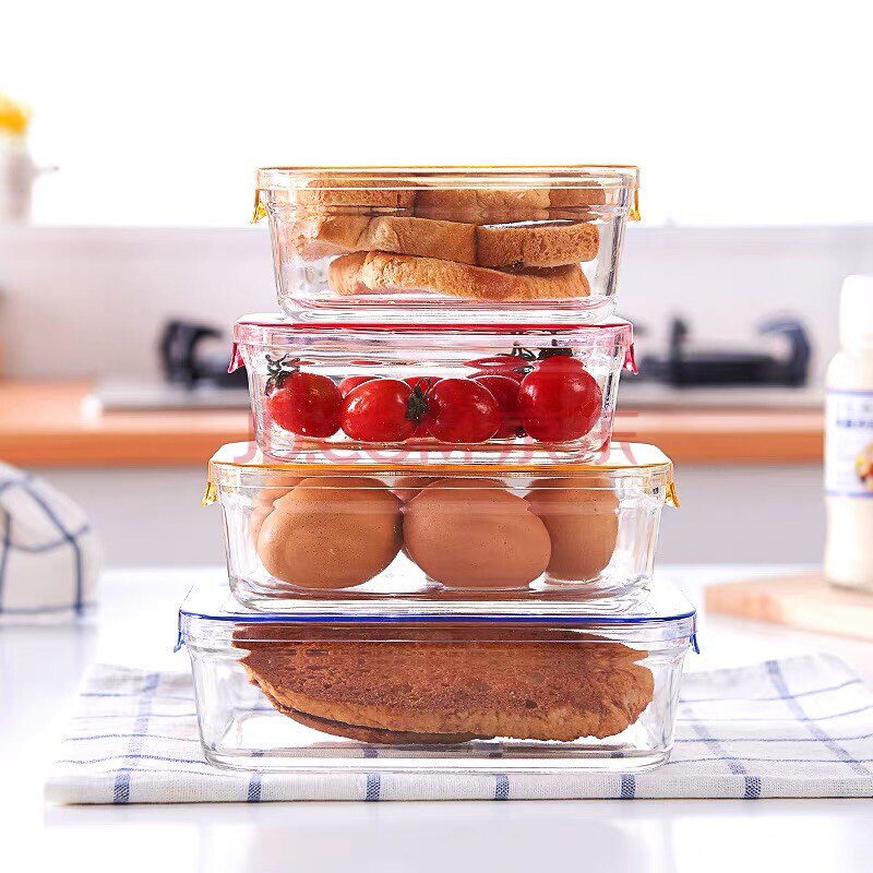 Longshida crystal color fresh-keeping box lunch box lunch box with lid rectangular round fresh-keeping bowl sealed bowl bento bowl