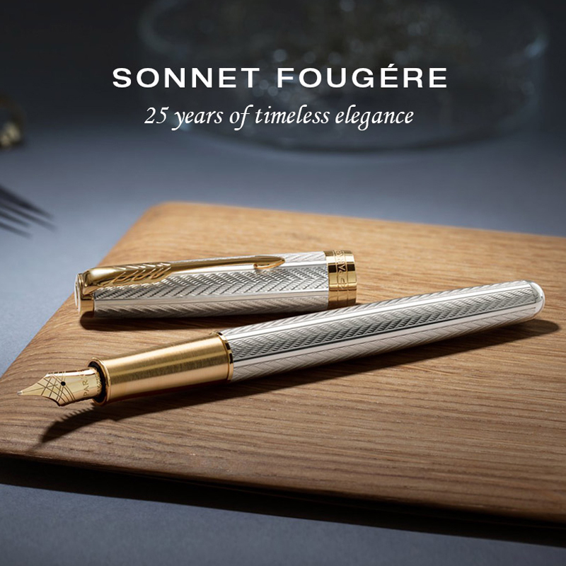 Authentic Parker New Zhuer 18K Gold Pen Fountain Pen Ink Pen Engraved with Fragrance Flow Time 25Th Anniversary Commemorative Edition Fountain Pen