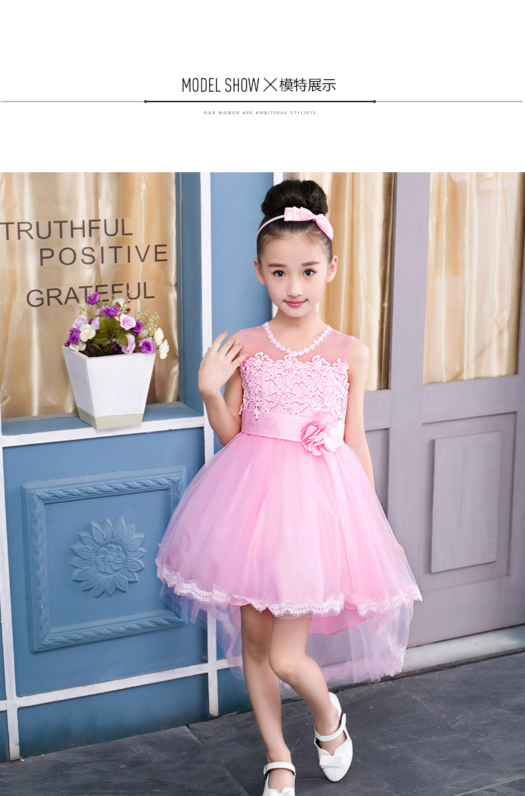 Quần áo trẻ em gái trailing công chúa váy pettiskirt trang phục sàn catwalk dress máy chủ dress flower girl bridesmaid dress quần áo em bé