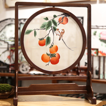 Chengdu Shu embroidery double-sided embroidery bird ornaments landscape screen hand-embroidered Chinese style souvenirs for leaders moving in