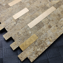 Granite Stone Yellow Rust Stone Mosaic Background Wall Porcelain Brick Wall Appliqued self-adhesive field Tile Stick strip imitation ancient brick