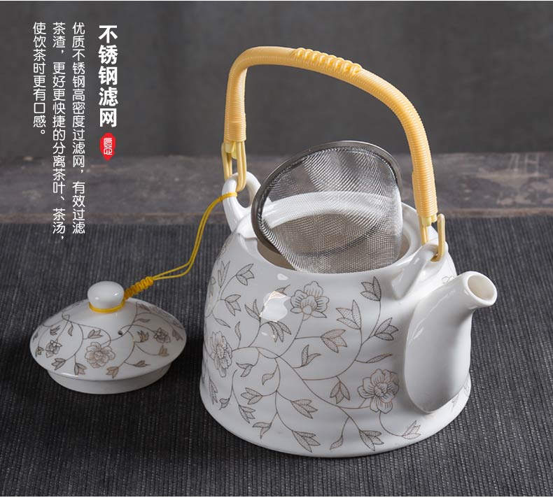 Bộ ấm trà bằng sứ trắng lớn Bộ ấm trà Kung Fu Bộ ấm trà Jingdezhen Bộ hoàn chỉnh bộ khay trà đơn giản - Trà sứ bình pha trà thủy tinh