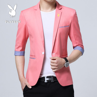 Playboy mùa xuân và mùa hè Bảy tay áo Suit nam Năm-Point Hàn Quốc phiên bản Slim Slim Jacket Half-Sleeve Suit