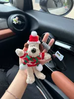 Рождественский красный шарф щенка+веревка черного ключа