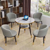 Light luxury negotiation table and chair combination seating area sales office reception reception leisure Nordic marble simple round dining table