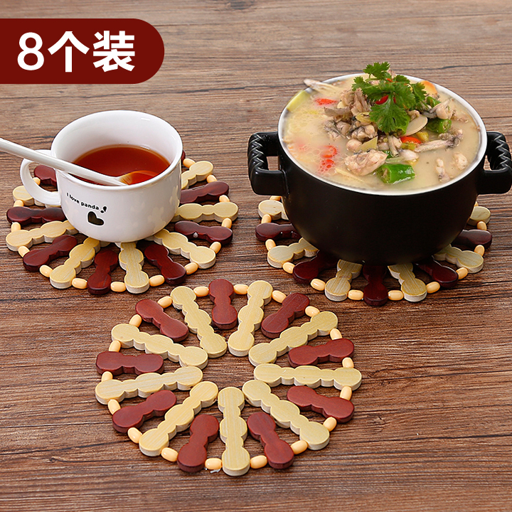 10pcs bamboo vegetable mat Insulation mat Table mat Coaster Bowl mat Anti-hot pot mat Plate Bamboo mat Household placemat