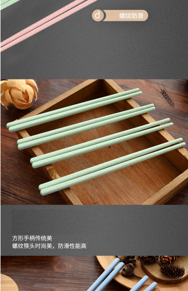 Bảo vệ môi trường hộ gia đình rơm dài đũa nhựa không sơn sáp không màu nhựa trẻ em bộ đồ ăn trẻ em chỉ nhanh bộ bát đĩa sứ cao cấp