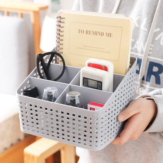 Imitation rattan desktop storage box dressing table ເຄື່ອງສໍາອາງ lipstick organizer box students desk stationery storage rack