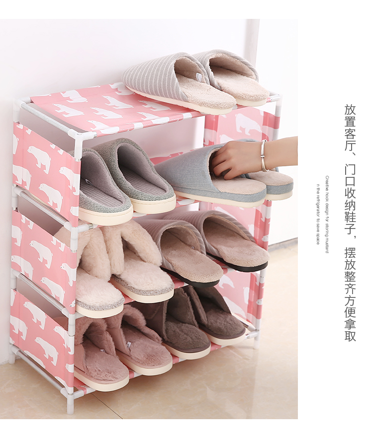 Đế giày đơn giản nhiều lớp chống bụi hộ gia đình lắp ráp kinh tế loại không gian ký túc xá cửa nhỏ giày kệ lưu trữ giày - Kệ giá treo tường