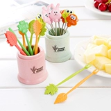 Креативная мультяшная вилка для фруктов, милый портативный комплект из нержавеющей стали