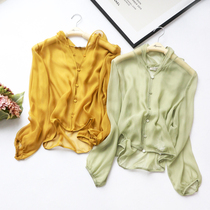 Ku Yin Girl Shuohua 8 Mmm Silk Joes Sweet Hooded Sunscreen Covered Thin Shirt in Spring and Summer