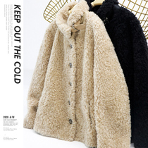 Ku Yin soft cute sister retro college style lamb wool coat plush short coat autumn and winter little man