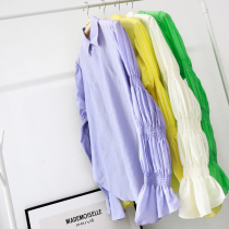 Ku Yin Xiaoxi Xianmei Loli capable Sa-Mei retro elastic lantern sleeve profile silk shirt